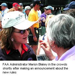 FAA Administrator Marion Blakey in the crowds shortly after making an announcement about the new rules - Click photo for full sized image